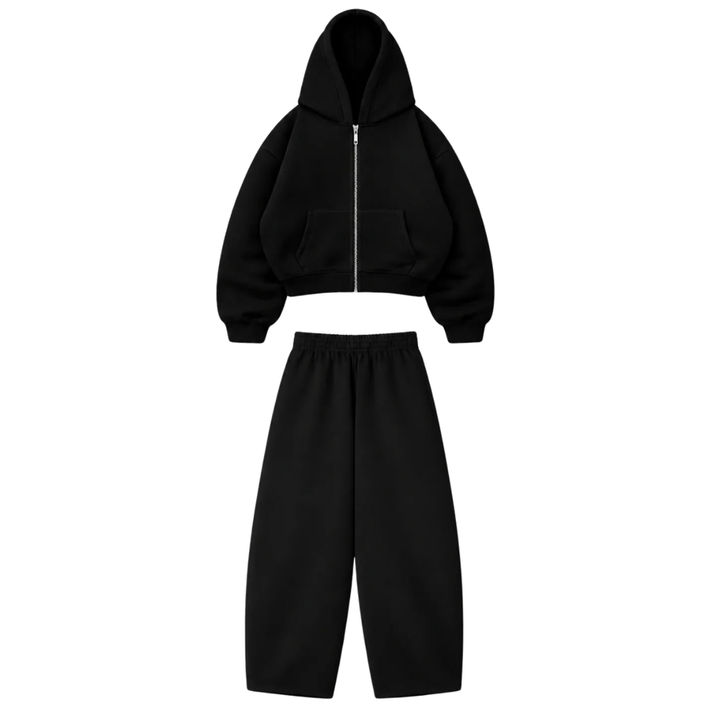 Conjunto Buzo Baggy Zip Black