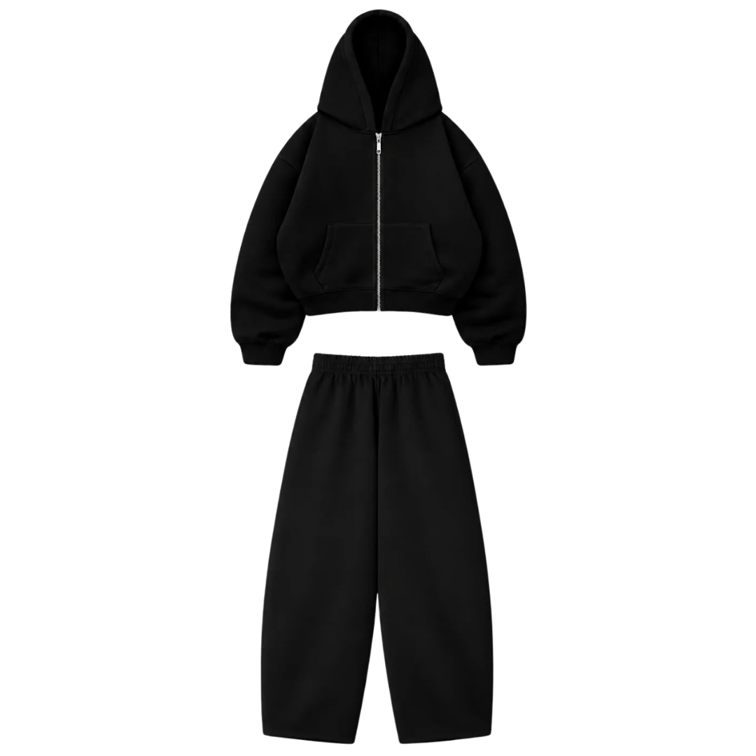 Conjunto Buzo Baggy Zip Black
